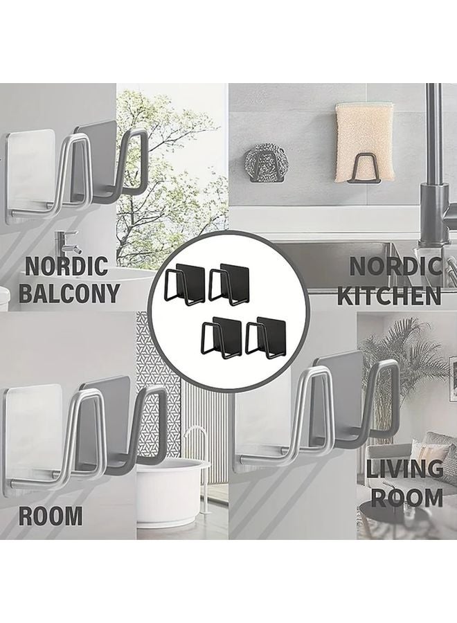 Black Stainless Steel Sponge Holder 2pcs No Drilling Sink Organizer Drain Rack - Image 2