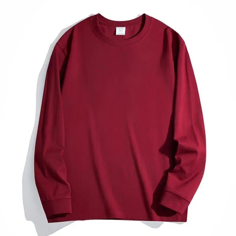 Xinjiang cotton 320g heavyweight pure cotton round-neck long-sleeved T-shirt loose casual plus-size base T-shirt for men and women trendy - Image 2
