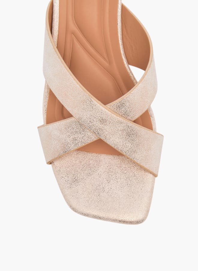 Celeste Womens Cross Strap Slip-On Sandals With Kitten Heels - Image 4