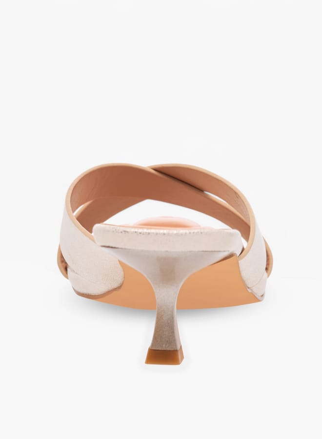 Celeste Womens Cross Strap Slip-On Sandals With Kitten Heels - Image 5