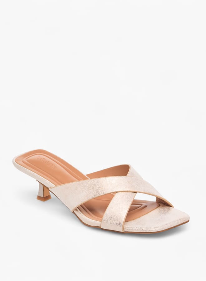 Celeste Womens Cross Strap Slip-On Sandals With Kitten Heels - Image 3