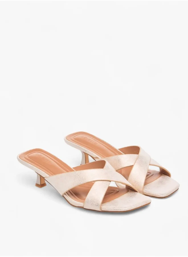 Celeste Womens Cross Strap Slip-On Sandals With Kitten Heels Ramadan Collection