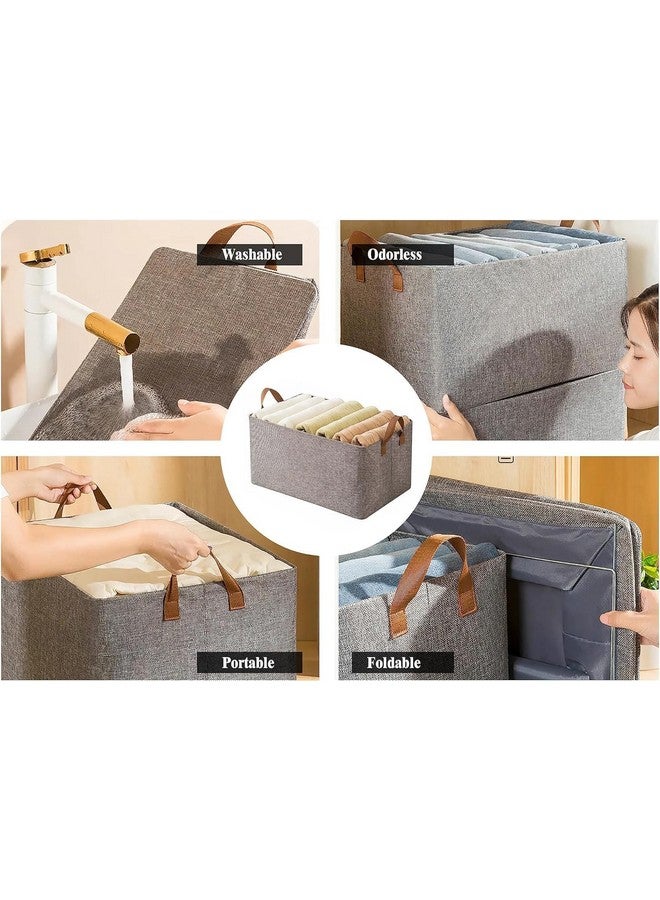 Lamok Lamok Compartment Foldable Grey Fabric Wardrobe Jeans, T-Shirt, Pant Organizer Efficient Clothing Storage Solution for Clothes Management & Organization (Pack of 2) - Image 4