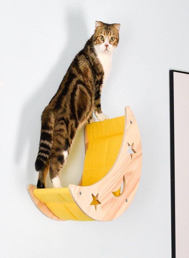 DITOSH Cat Hammock Moon Bed Wall Mounted Shelf Hammock Shelves and Perches Solid Wood Furniture Platforms Beds Hanging for Cats and Kitty Easy Installation-Single Moon - Image 2
