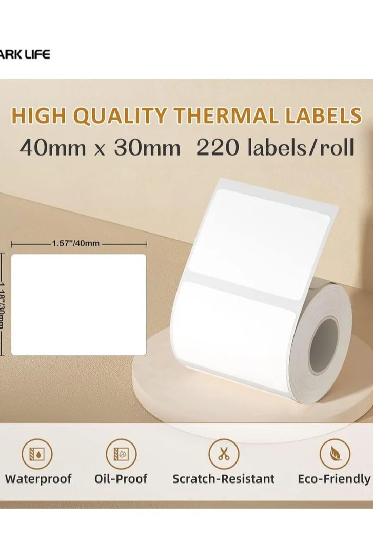 Marklife Thermal Label Paper for Label Maker Machine,Waterproof Oil-Proof for Home Office Small Business Barcode Printing,220 Labels/Roll Labeling Tape Replacement(40×30mm White) - Image 2