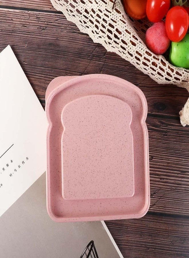 Weicoca Pink Sandwich Container, Toast Shape Sandwich Box, Bread Container for Family or Adults, Plastic Food Storage with Lid, Sandwich Containers for Lunch Box(5.12 * 4.84 * 1.46in) - Image 2