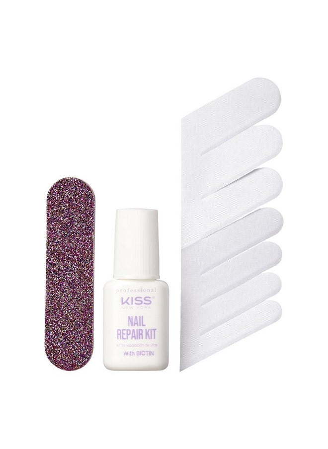 kiss new york Kiss New York Nail Repair Kit for Damage Nails, Broken Cracked and Weak Nails, Biotin Infused Nail Glue, Nail File, and 2 Nail Wraps, Made in Korea  - Image 4