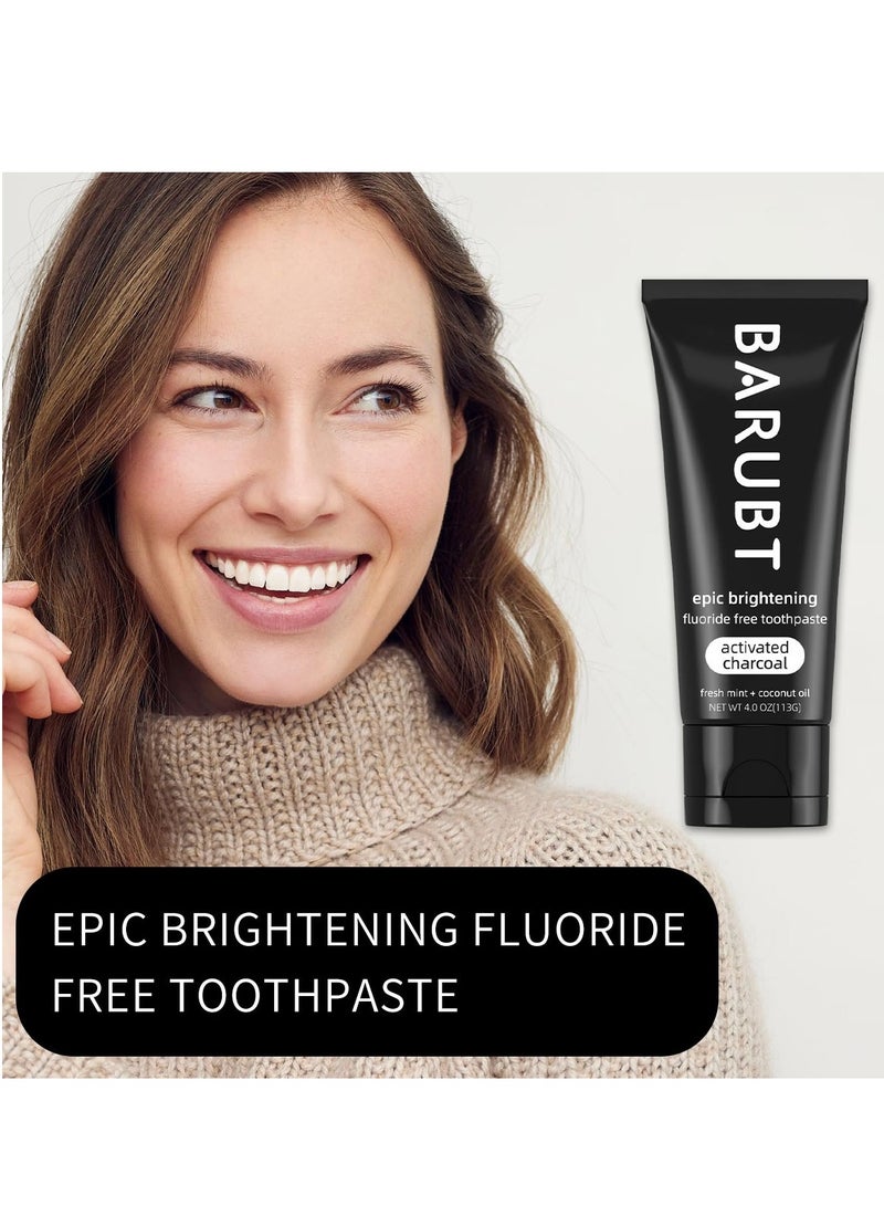 باروبت معجون أسنان مبيض رائع خالي من الفلورايد بحركة مثارة بالفحم ونعناع طازج + زيت جوز الهند للعناية بالفم مبيض للأسنان بالفحم 113 جرام - Image 4