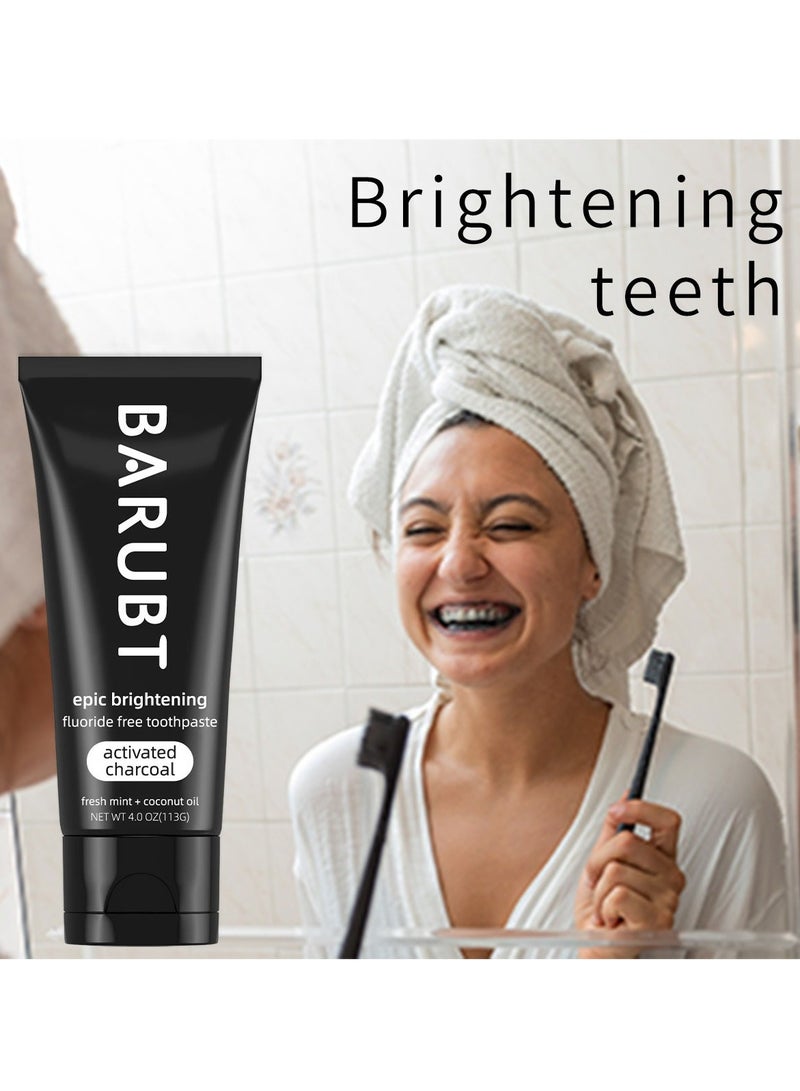 باروبت معجون أسنان مبيض رائع خالي من الفلورايد بحركة مثارة بالفحم ونعناع طازج + زيت جوز الهند للعناية بالفم مبيض للأسنان بالفحم 113 جرام - Image 2