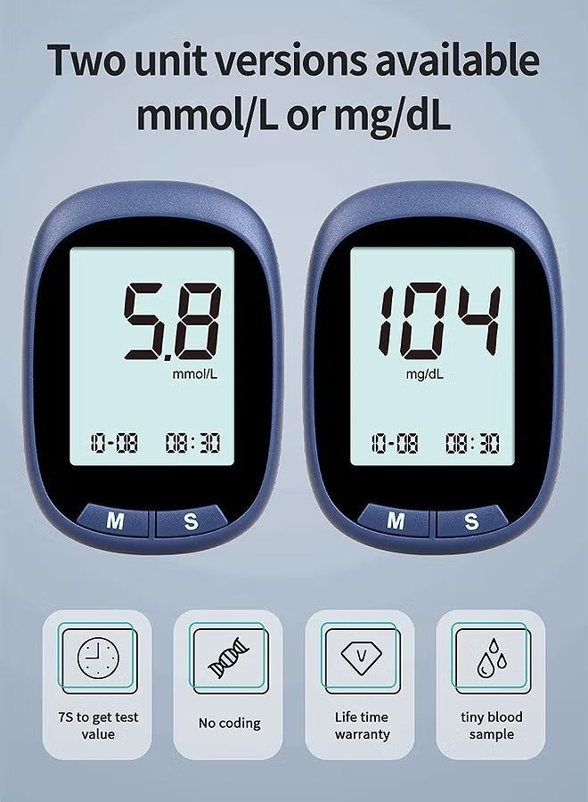 KORAX Blood Glucose Monitor Kit with 50 Blood Sugar Test Strips, 50 Lancets, 50 Alcohol Pads, 1 Blood Glucose Meter, 1 Lancing Device, No Coding Diabetes Testing Kit - Image 3