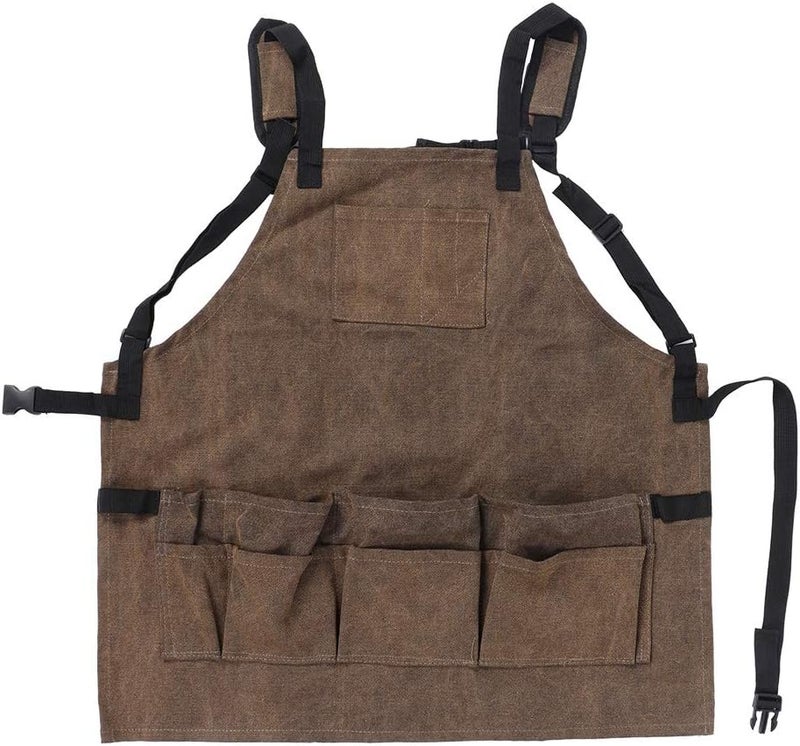Tnfeeon Tool Aprons Pockets Multi Purpose Workshop Garden Apron for Men Women Leather Belt Durable Canvas Water Proof Woodworking Apron with 11 Tool Carpenter Nan - Image 5