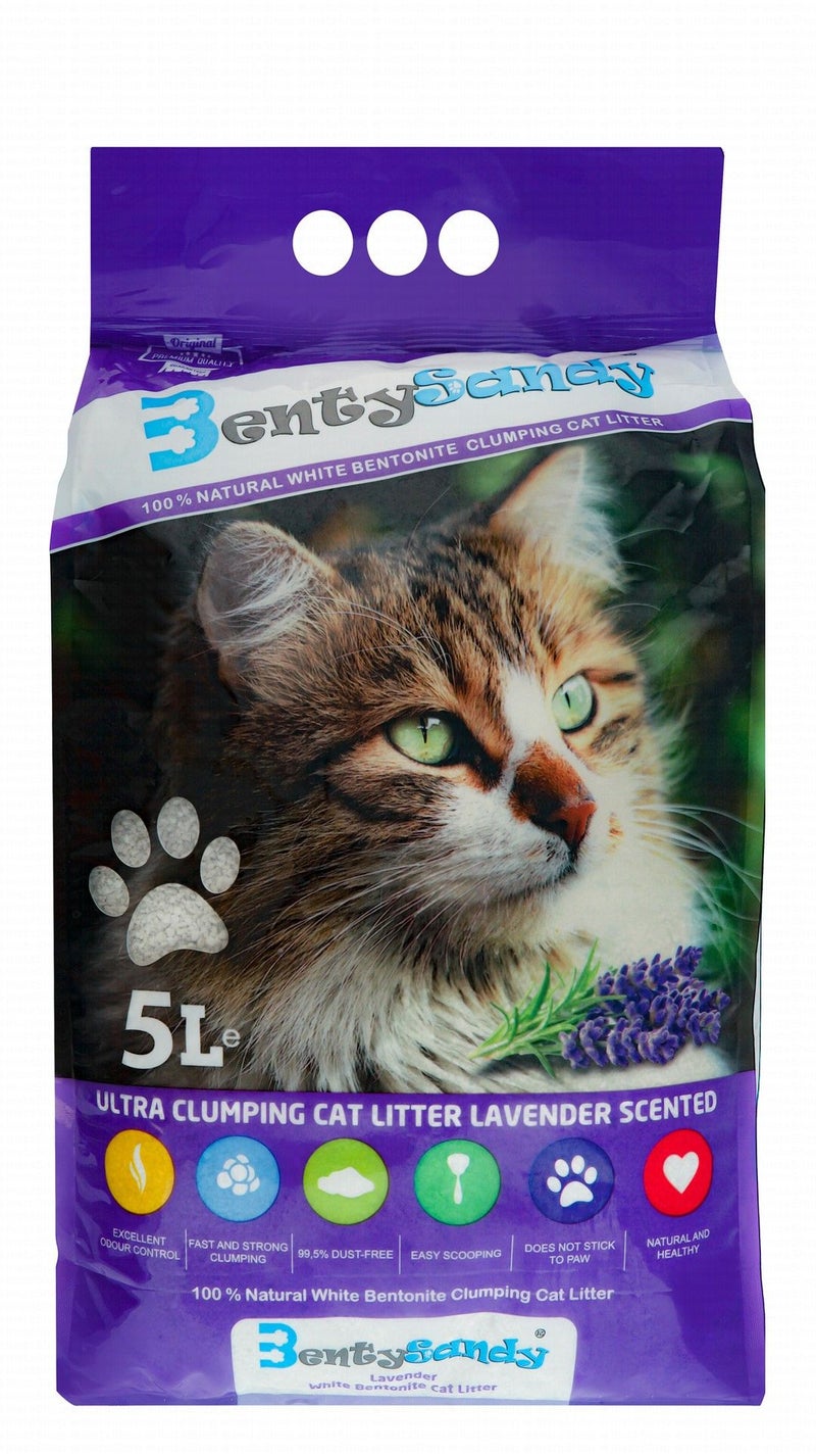 فرش لفضلات القطط برائحة اللافندر من Benty Sandy - 5 L