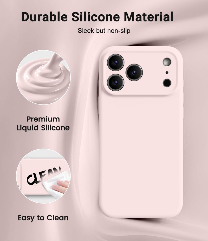 OTOFLY Magnetic for iPhone 17 Pro Max Case,Compatible with Magsafe,Classic Liquid Silicone Mobile Phone Case,Integrated Camera Control Button,Anti-Scratch Microfiber Lining, Chalk Pink - Image 3