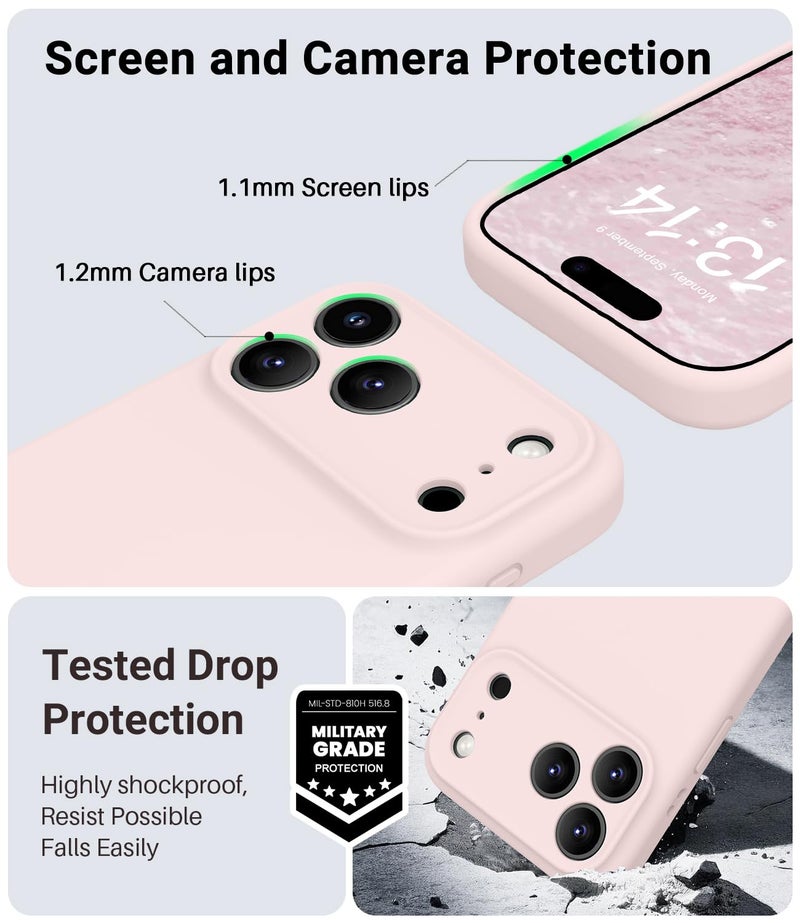 OTOFLY Magnetic for iPhone 17 Pro Max Case,Compatible with Magsafe,Classic Liquid Silicone Mobile Phone Case,Integrated Camera Control Button,Anti-Scratch Microfiber Lining, Chalk Pink - Image 5