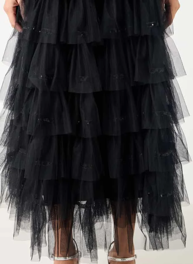 2Xtremz 2Xtremz Tiered Maxi A-Line Skirt with Elasticated Waistband