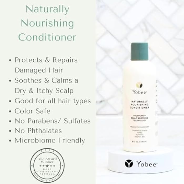 Yobee Hair Conditioner - Dry, Itchy Scalp & Dandruff Relief - Hydrating with Para Probiotics, Organic Honey, Turmeric, Vitamin B12, Coconut & Avocado Oil - Adults & Children | Doctor Formulated - Image 3
