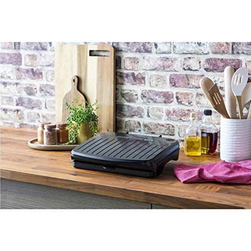 George Foreman Medium Electric Fit 1630W Grill Toaster Sandwich Maker | Non stick, Healthy, Griddle, Panini, Steaks, Burgers, BBQ, Energy saving, Vertical storage, Easy clean, Drip tray | Black, 25810 - Image 5