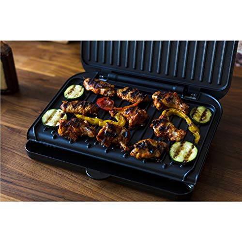 George Foreman Medium Electric Fit 1630W Grill Toaster Sandwich Maker | Non stick, Healthy, Griddle, Panini, Steaks, Burgers, BBQ, Energy saving, Vertical storage, Easy clean, Drip tray | Black, 25810 - Image 4