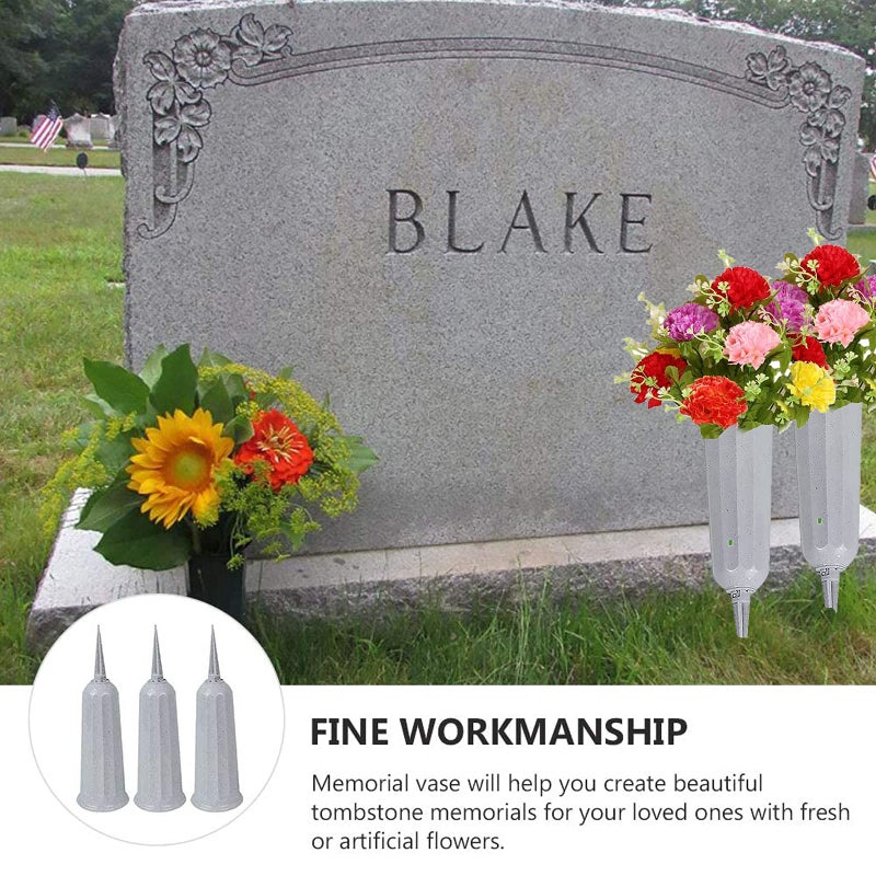 Aihmilcl Plastic Cemetery Vases 12pcs Flower Holder for Cemetery Decorations for Grave In Ground Cemetery Vase with Stake Memorial Floral Vase Flower Vase Cone for Grave Lawn Memorial - Image 4
