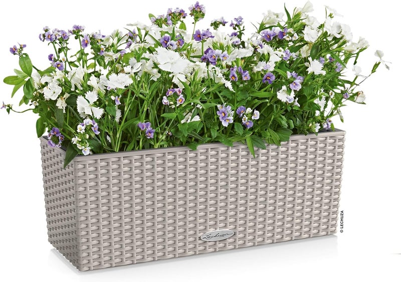 Lechuza 15446 Balconera Cottage 50 Self-Watering Planter for Indoor and Outdoor Use, 20" x 8" x 8", Sand Brown, Wicker Finish - Image 2