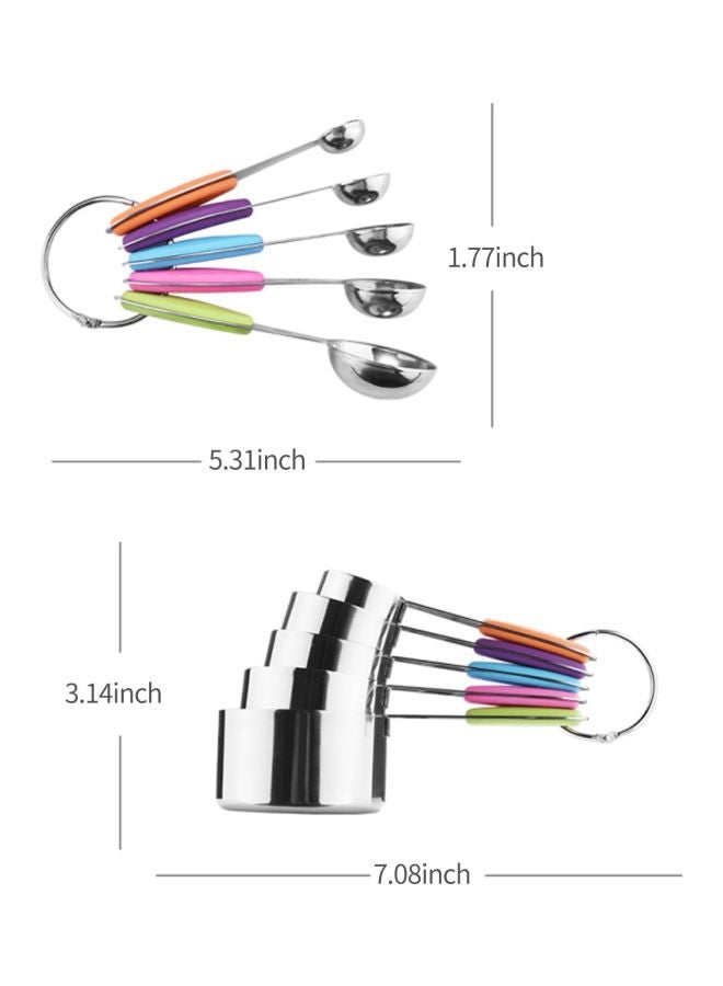 اليشمك طقم أكواب وملاعق قياس من 10 قطع فضي 19x9x8سم - Image 3
