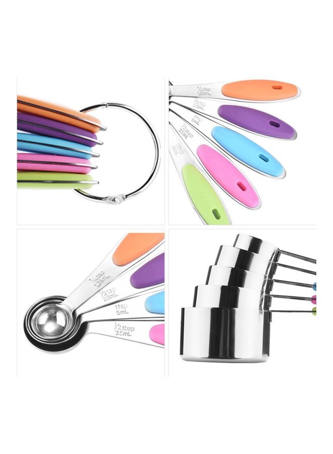 اليشمك طقم أكواب وملاعق قياس من 10 قطع فضي 19x9x8سم - Image 2