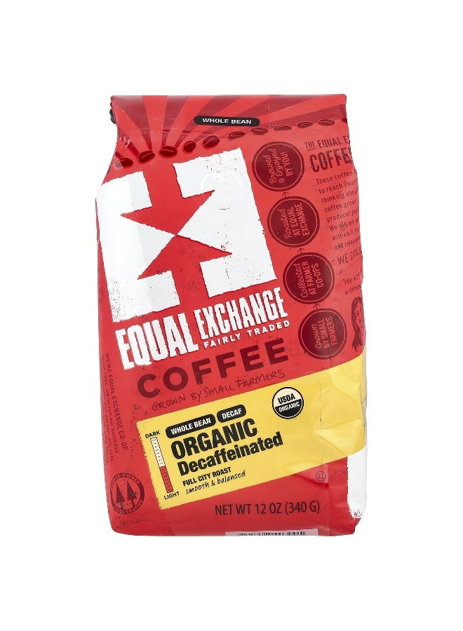 Equal Exchange تبادل متساوي، قهوة عضوية، حبوب كاملة، تحميص مدينة كاملة، منزوعة الكافيين، 12 أونصة (340 جرام) - Image 1