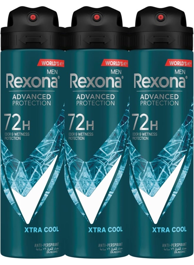 Rexona Rexona Antiperspirant Xtra Cool Deodorant Spray for Men, 150 ml, Pack of 3  - Image 1