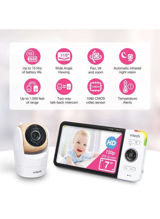 vtech [Upgraded] VM919HD Video Monitor with Battery Support 15-hr Video Streaming, 7 720p HD Display,360 Panoramic Viewing, 110 Wide-Angle View,HD Night Vision,Up to 1000ft Range,Secured Transmission - Image 5