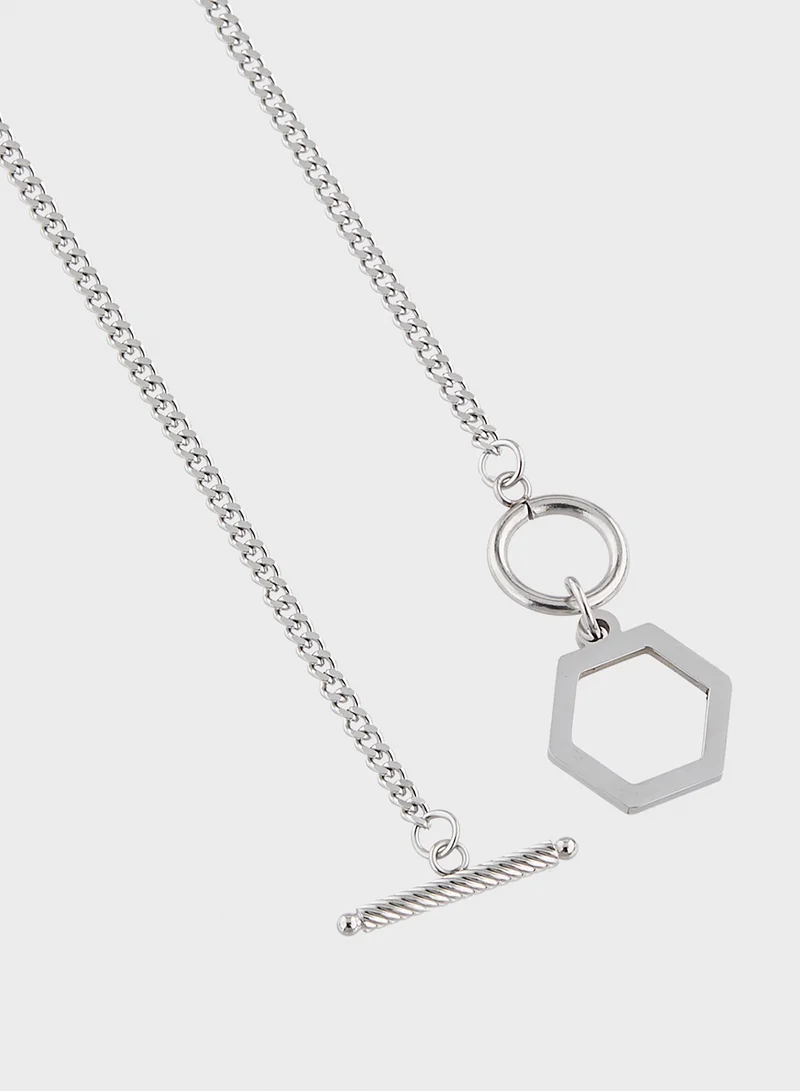 Seventy Five Hexagon Pendant Chain Necklace