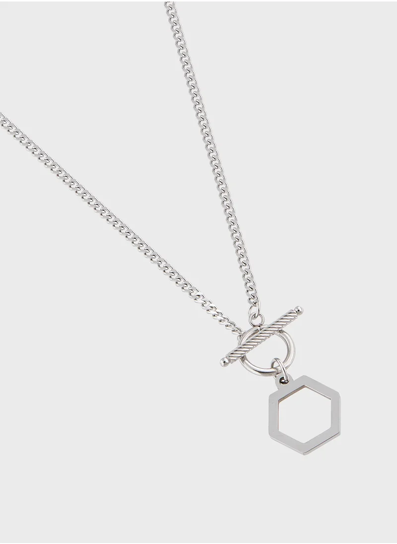 Seventy Five Hexagon Pendant Chain Necklace