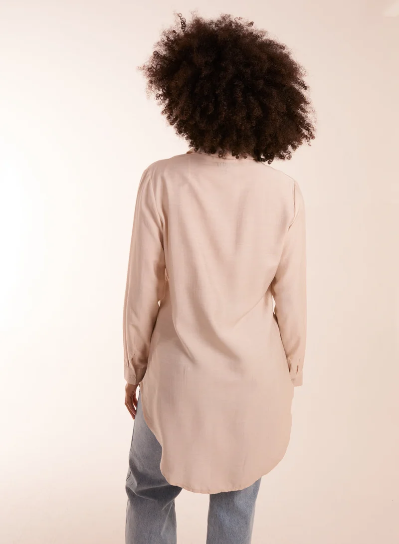 بلو فانيلا قميص كتان بأزرار أمامية