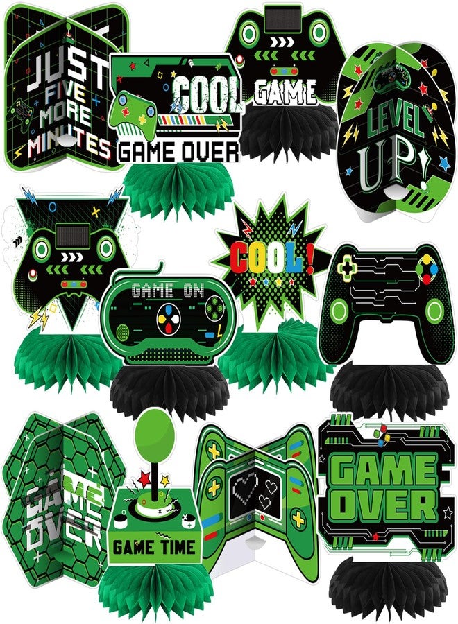 Weekgrat 12 Pcs Video Game Birthday Party Decorations Game Honeycomb Centerpieces Controllers Pad Table Toppers Video Table Decoration for Party Favors Supplies - Image 1