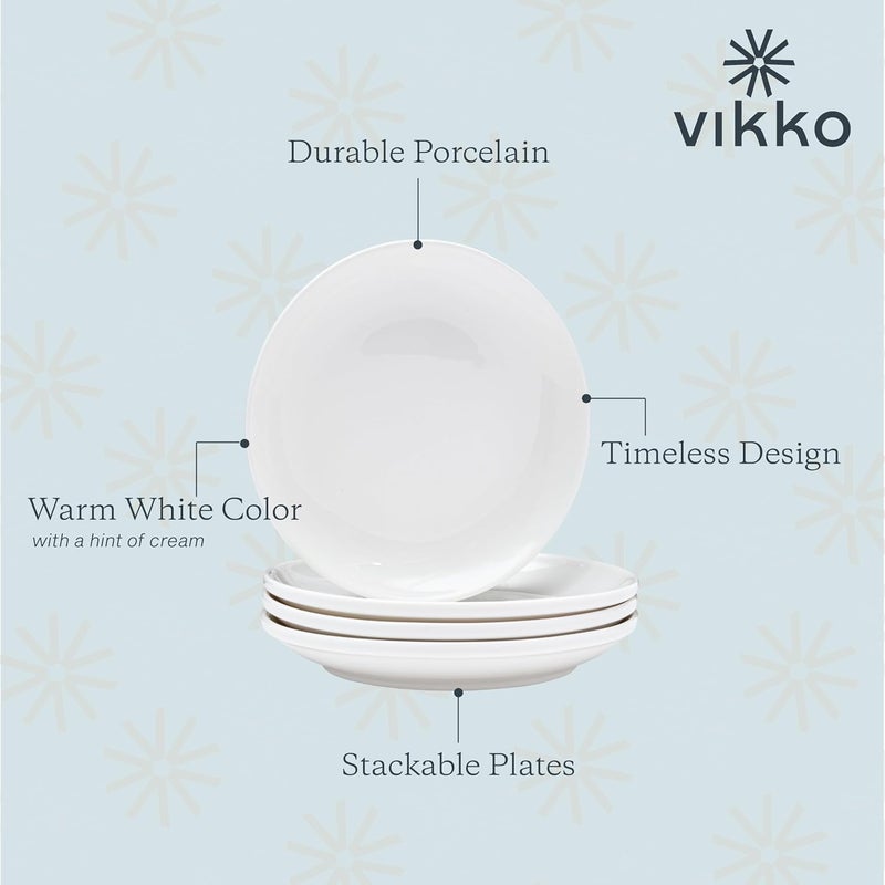 Vikko Dessert Plates Ceramic Set of 6 Small White Plates Ceramic Salad Plates Set Stackable 7 Inch Round Appetizer Plates Dishwasher Safe Bead and Butter Plates Durable Plates for All Occasions - Image 3