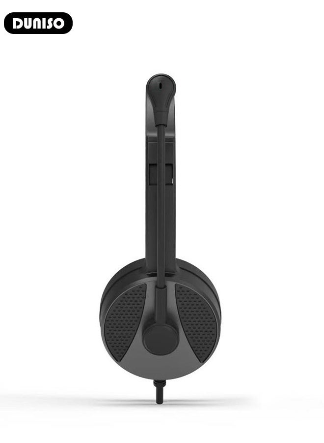 DUNISO Wired Headset with Microphone Call Center Headset Corded Business Headphone Classical Fashion Lightweight Comfortable Wired Customer Service Headphone for Home Call Center Telemarketing Portable Business Headset for Offices, Insurance, Customer - Image 4