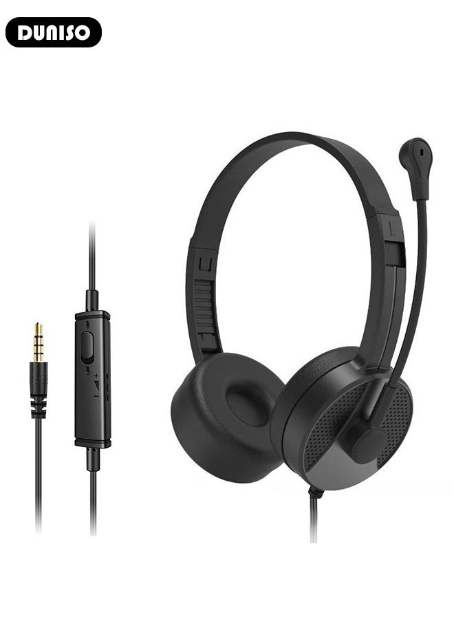 DUNISO Wired Headset with Microphone Call Center Headset Corded Business Headphone Classical Fashion Lightweight Comfortable Wired Customer Service Headphone for Home Call Center Telemarketing Portable Business Headset for Offices, Insurance, Customer - Image 5