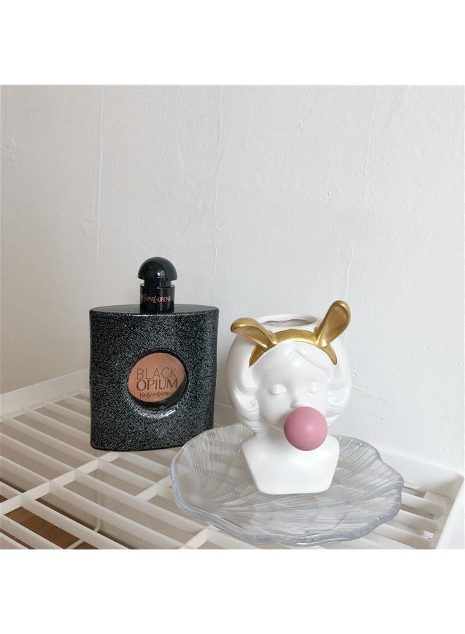 NIBEMINENT Girl Blowing Bubbles Succulent Flower Pot Vase White/Gold/Pink One Size - Image 4