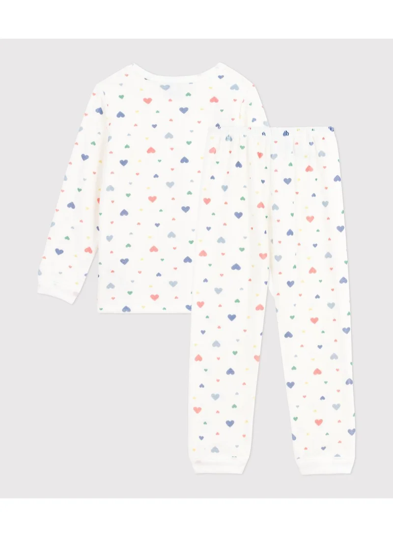 Petit Bateau Children's heart-print velour pyjamas