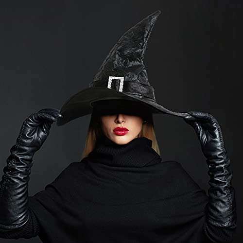 Srnede Halloween Witch Hat Witches Hats Black Women Adult Wizard Men Costume Cosplay Party Girl Wide Brim Pointed Accessory - Image 2