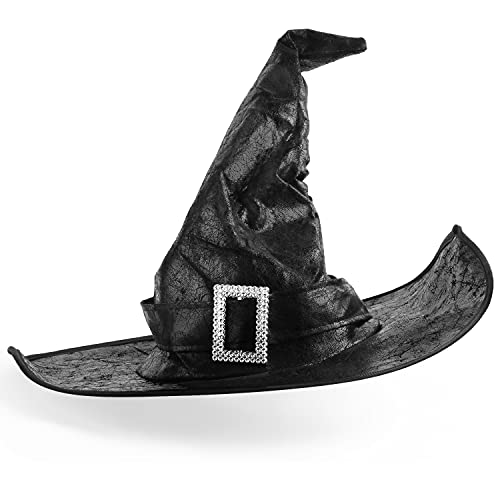 Srnede Halloween Witch Hat Witches Hats Black Women Adult Wizard Men Costume Cosplay Party Girl Wide Brim Pointed Accessory - Image 1