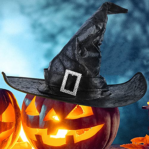 Srnede Halloween Witch Hat Witches Hats Black Women Adult Wizard Men Costume Cosplay Party Girl Wide Brim Pointed Accessory - Image 3