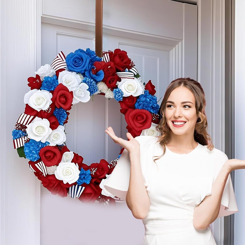 ZYSUN 12” Wreath Hanger Over the Door Hooks, Non Scratch Wreath Door Hanger Hooks for Hanging Welcome Sign, Metal Wreath Hangers for Front Door Décor, Thin Door Hanger for Easter Halloween Home Decoration - Image 3