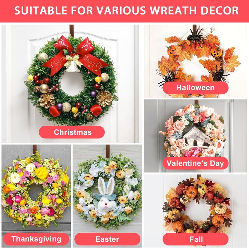 ZYSUN 12” Wreath Hanger Over the Door Hooks, Non Scratch Wreath Door Hanger Hooks for Hanging Welcome Sign, Metal Wreath Hangers for Front Door Décor, Thin Door Hanger for Easter Halloween Home Decoration - Image 2