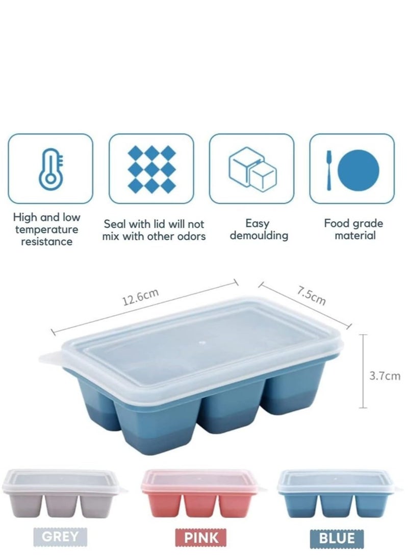 Cool Baby - Mini Ice Cube Trays with Lids 3 Pieces BPA Free Ice Cube Moulds for Drink Juice Baby Food Freezer - Image 1