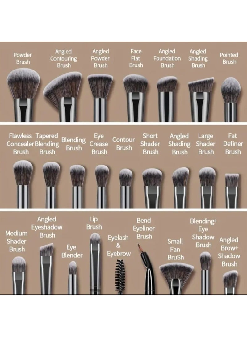 مانجي مجموعة أدوات مكياج مكونة من 37 قطعة مع صندوق، تتضمن 25 فرشاة مكياج و12 إسفنجة إكسسوارات، مثالية لعيد الحب، هدية عيد الأم، محمولة للسفر، مجموعة سهلة السفر، فرش مكياج أساسية - Image 2