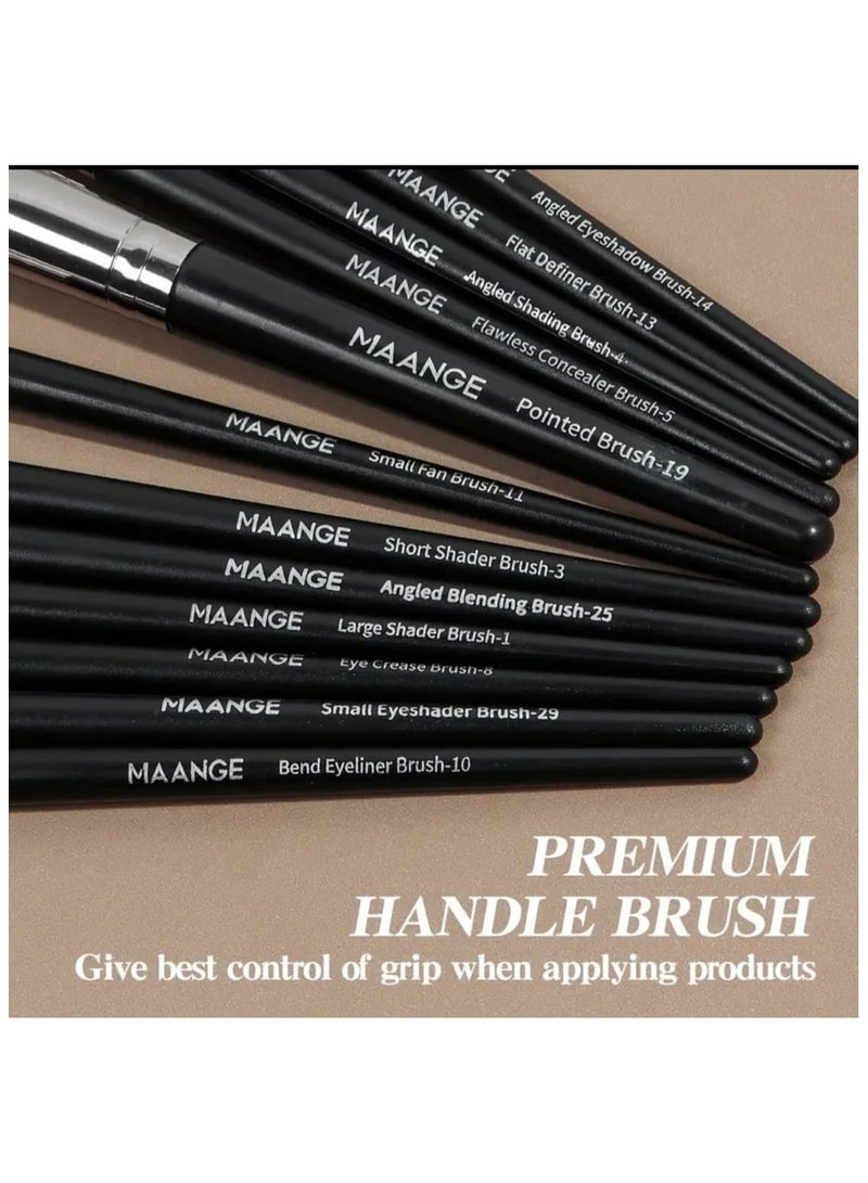 مانجي مجموعة أدوات مكياج مكونة من 37 قطعة مع صندوق، تتضمن 25 فرشاة مكياج و12 إسفنجة إكسسوارات، مثالية لعيد الحب، هدية عيد الأم، محمولة للسفر، مجموعة سهلة السفر، فرش مكياج أساسية - Image 5