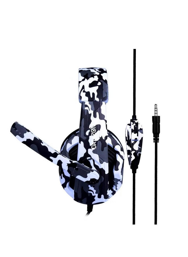 Datazone Wired Gaming Headset in White Camouflage Design with Noise Cancelling and High-Precision Surround Sound – Compatible with PS5, PS4, PC, XBOX – High Quality and Designed for Gaming Enthusiasts - Image 2