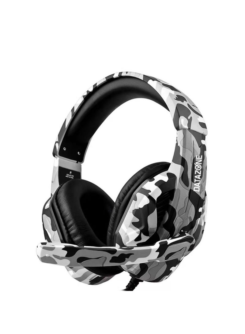 Datazone Wired Gaming Headset in White Camouflage Design with Noise Cancelling and High-Precision Surround Sound – Compatible with PS5, PS4, PC, XBOX – High Quality and Designed for Gaming Enthusiasts - Image 1