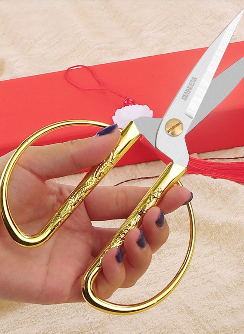WAOKN 15cm Stainless Steel Scissors Classic Festive Dragon And Phoenix Scissors Embroidery Sewing Craft Artwork Daily Use Precise Cutting Gold  - Image 3