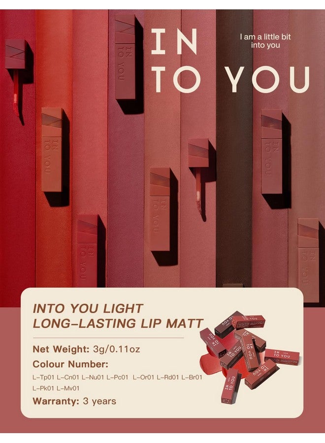 انتو أحمر شفاه مطفي INTO YOU، أحمر شفاه مخملي، طين شفاه، أحمر شفاه مقاوم للماء يدوم طويلاً، ملمع شفاه، مكياج، أحمر شفاه مرطب للنساء (L-Tp01) - Image 3